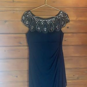 Navy Blue Floor Length Formal Dress